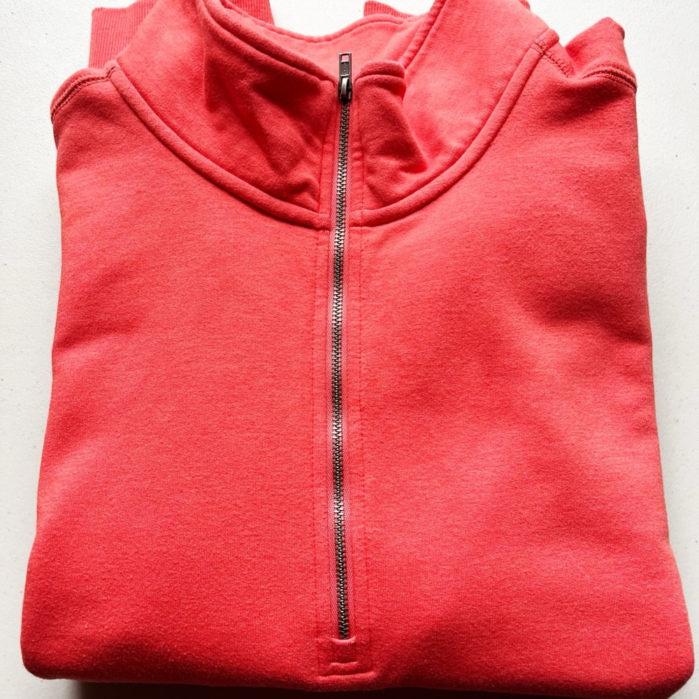 Eddie Bauer Sweatshirt Top XL Soft Cotton Blend 1/2 Zip Front Stand Collar Coral